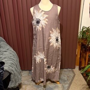 Coldwater Creek Sleeveless Floral Maxi Dress - Gray and White